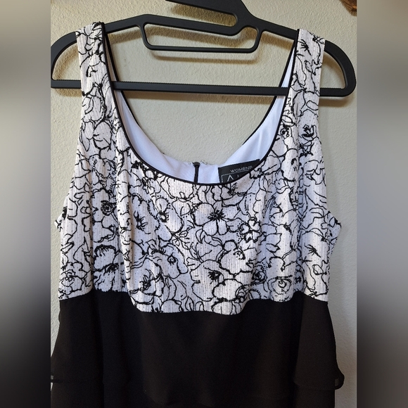 Alex Evenings Jacket and Tank Dress Two Piece Set. Black/White Womens size 16W - Picture 8 of 12